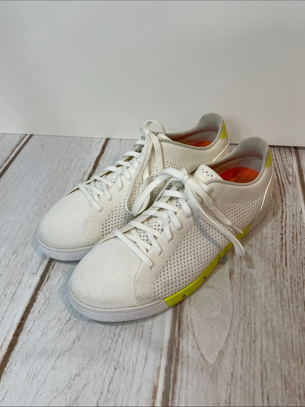 SWIMS Mesh Water Sneakers Mens 8.5 Neon Yellow Washable Lightweight Lace up